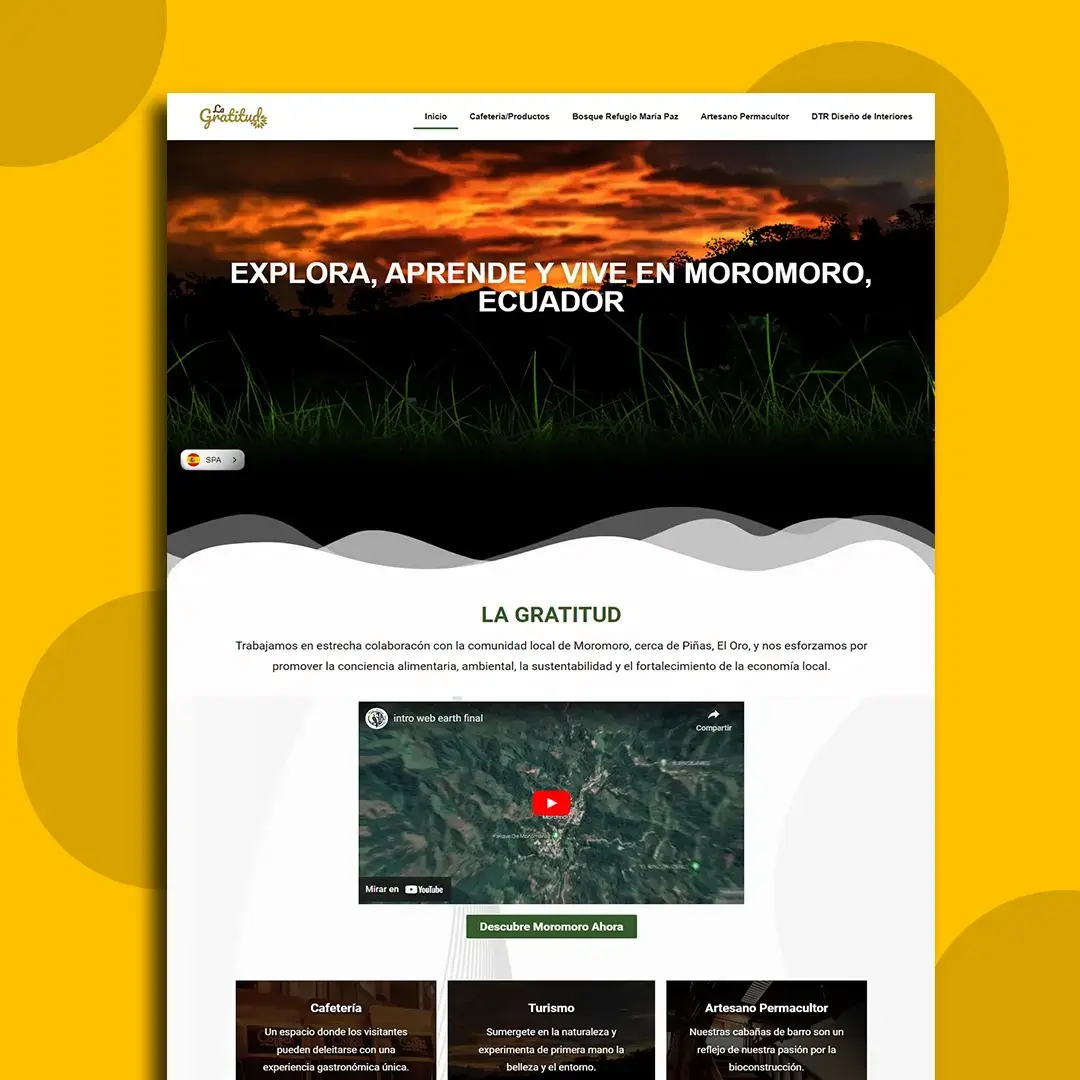 Diseño de sitio web para la Gratitud un lugar en Moromoro