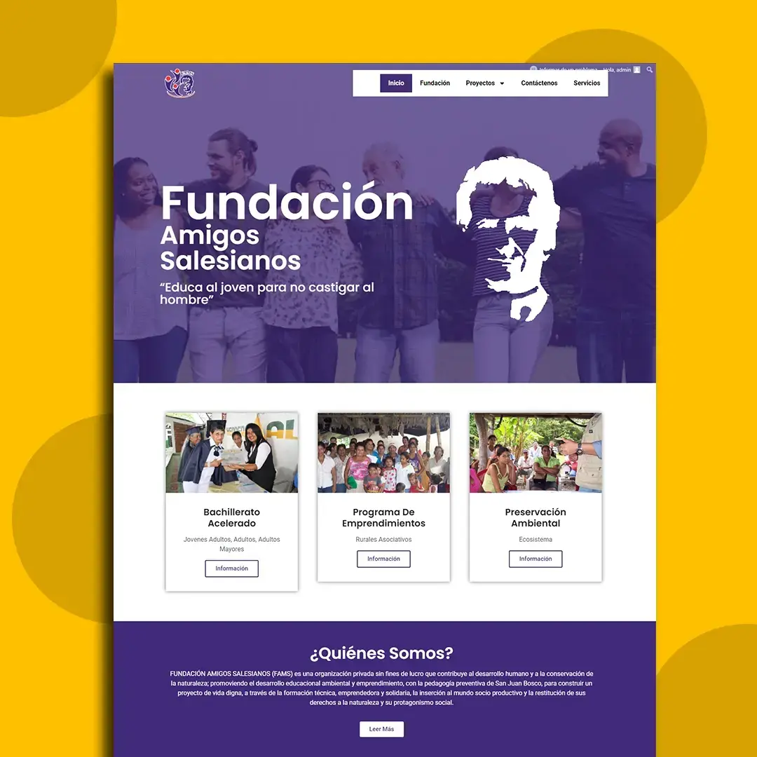 Diseño de sitio web para la fundacion Amigos Salesianos