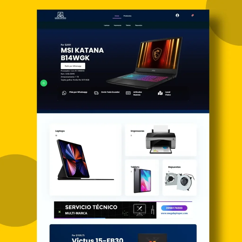 diseño web ecommerce con WhatsApp